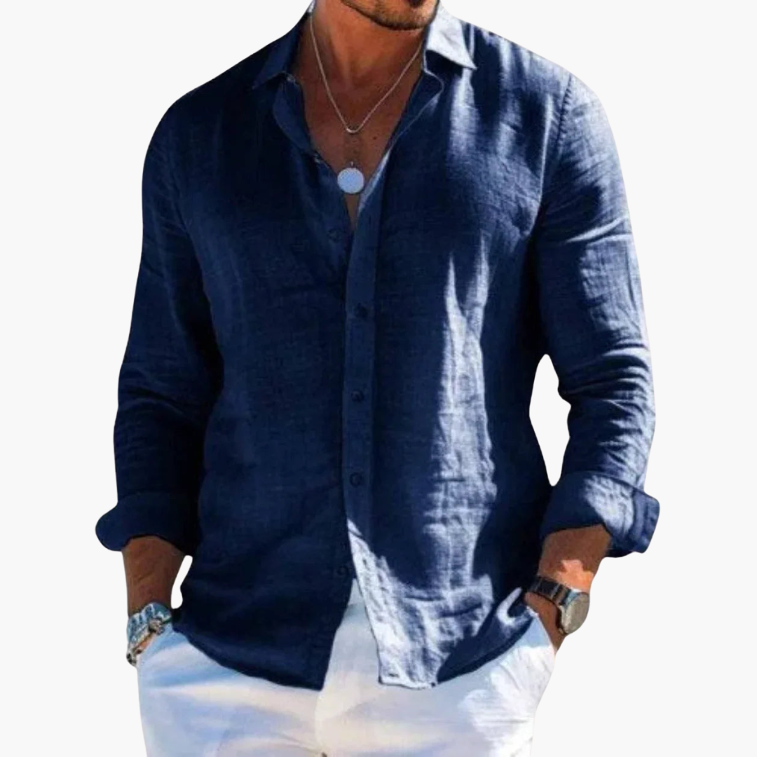 Chemise pour homme avec fermeture à boutons et col classique