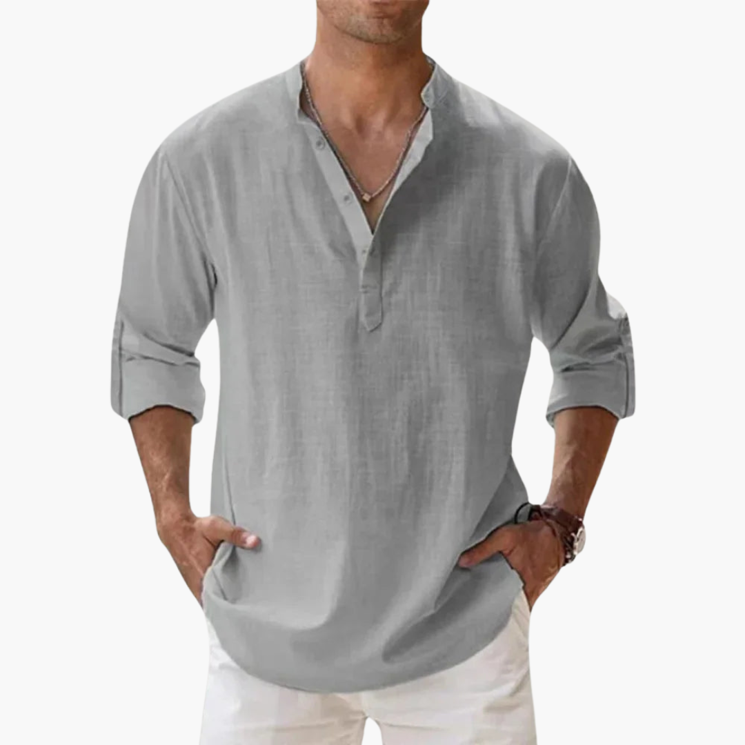 Chemise pour homme avec patte de boutonnage et encolure en V
