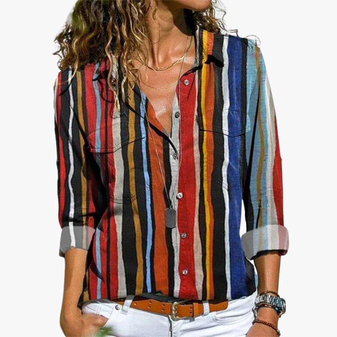 Camicia stampata donna con colletto e bottoni