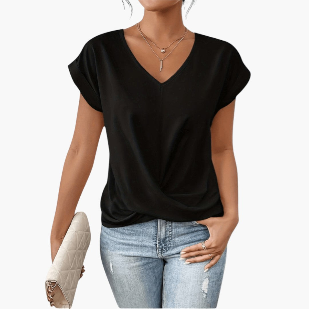 Camicia da donna con scollo a V e maniche corte