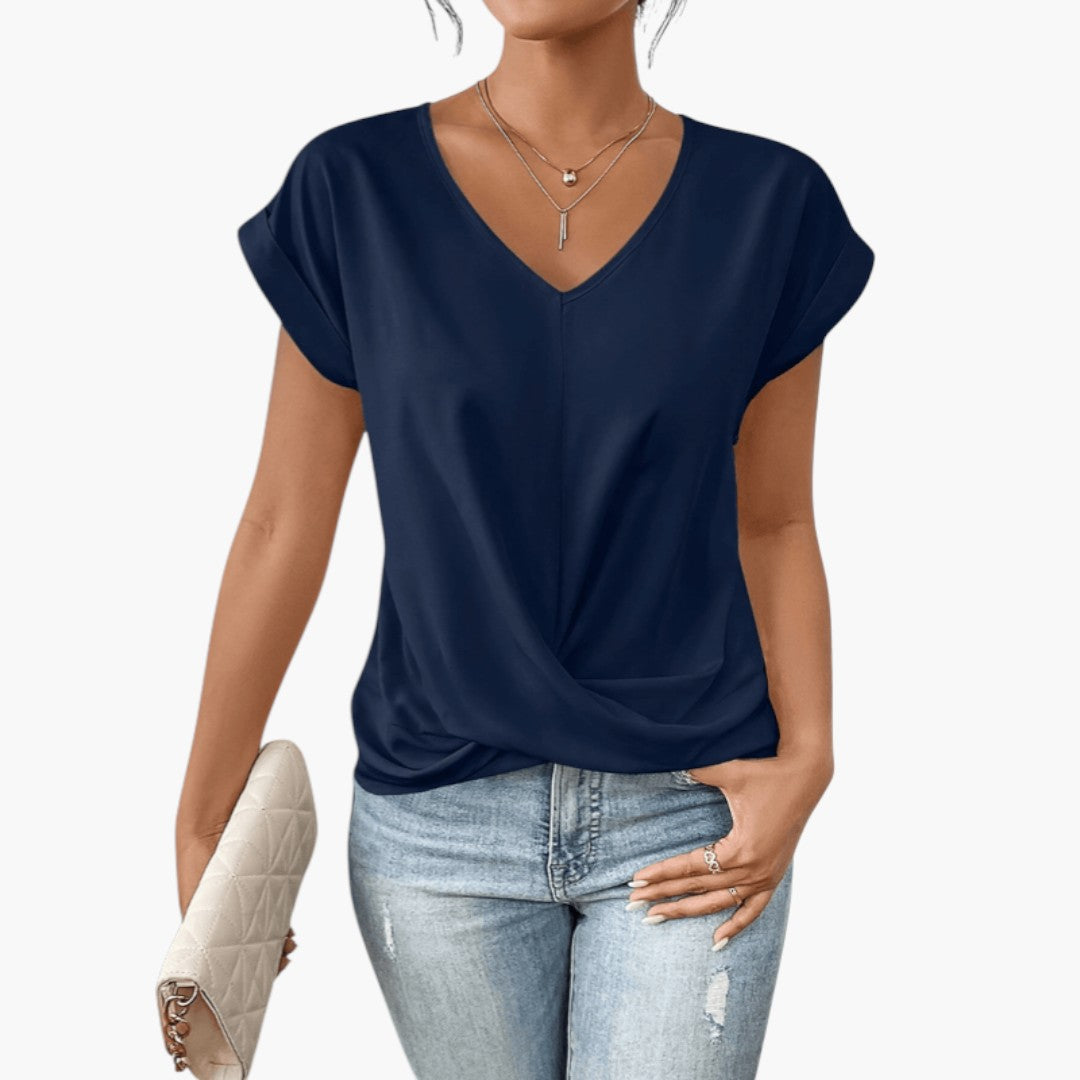 Camicia da donna con scollo a V e maniche corte