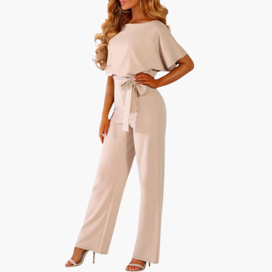 Combinaison Femme avec Col Rond et Ceinture à Nouer
