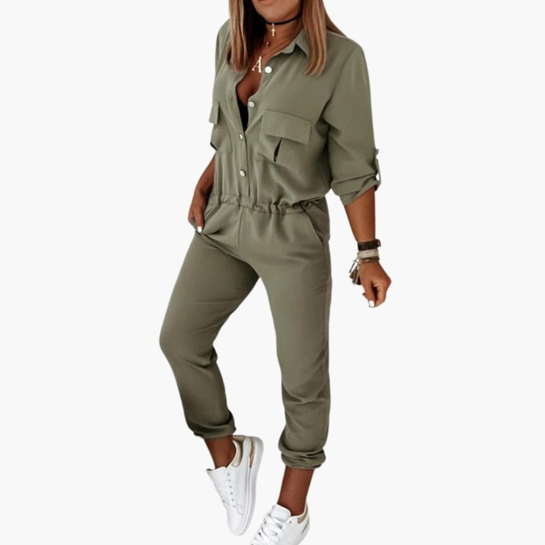 Combinaison Femme avec Patte Boutonnée et Taille Élastique