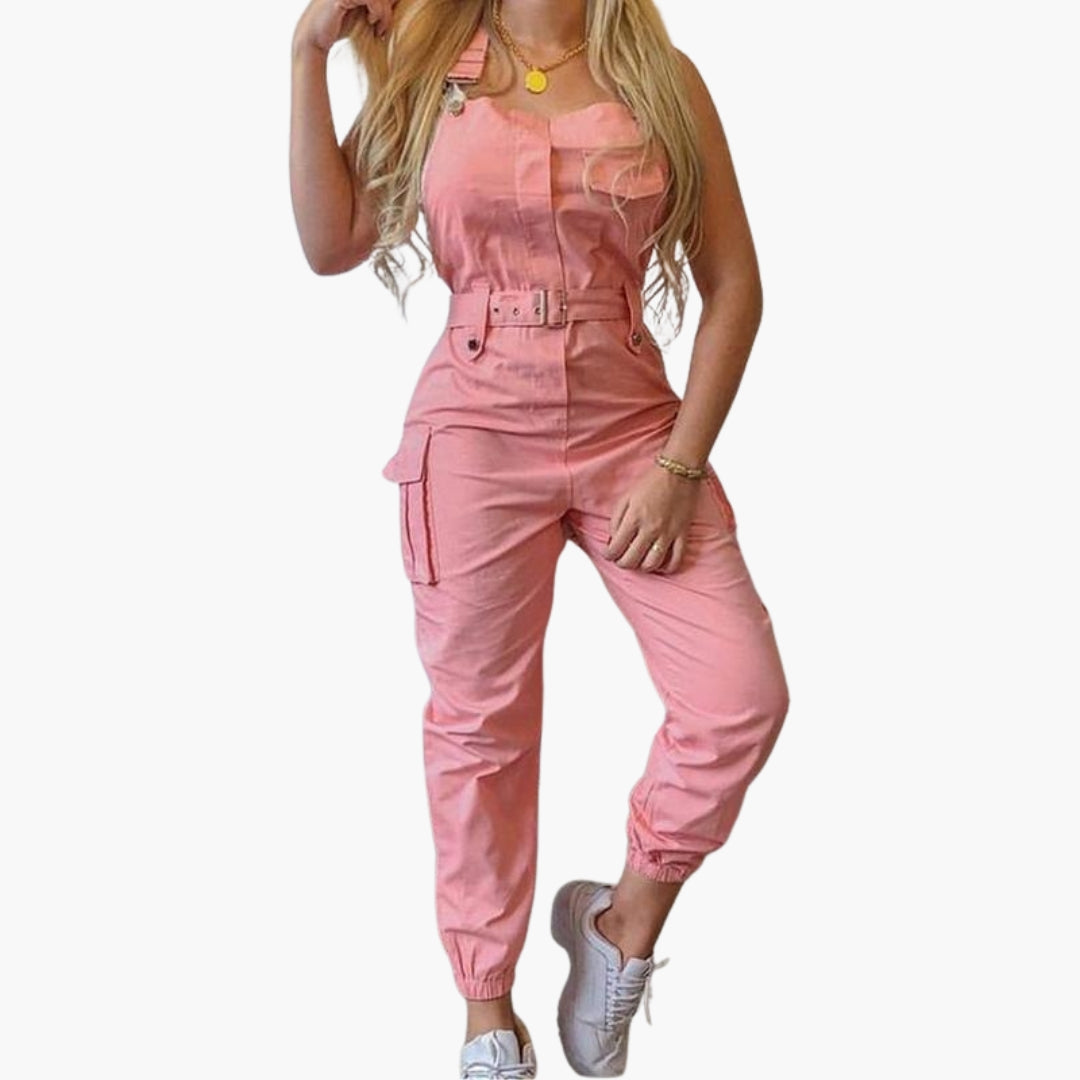 Tuta donna con spalline e cintura