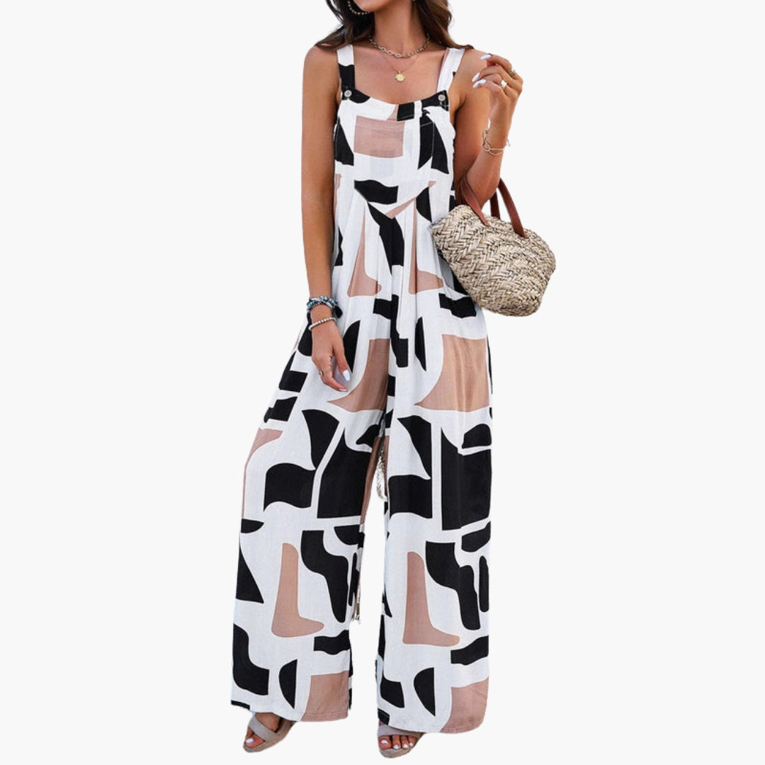 Combinaison femme a bretelles réglables et jambes larges