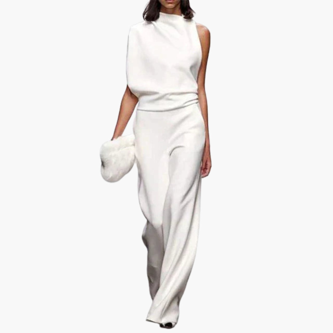 Combinaison femme à col montant et jambes larges