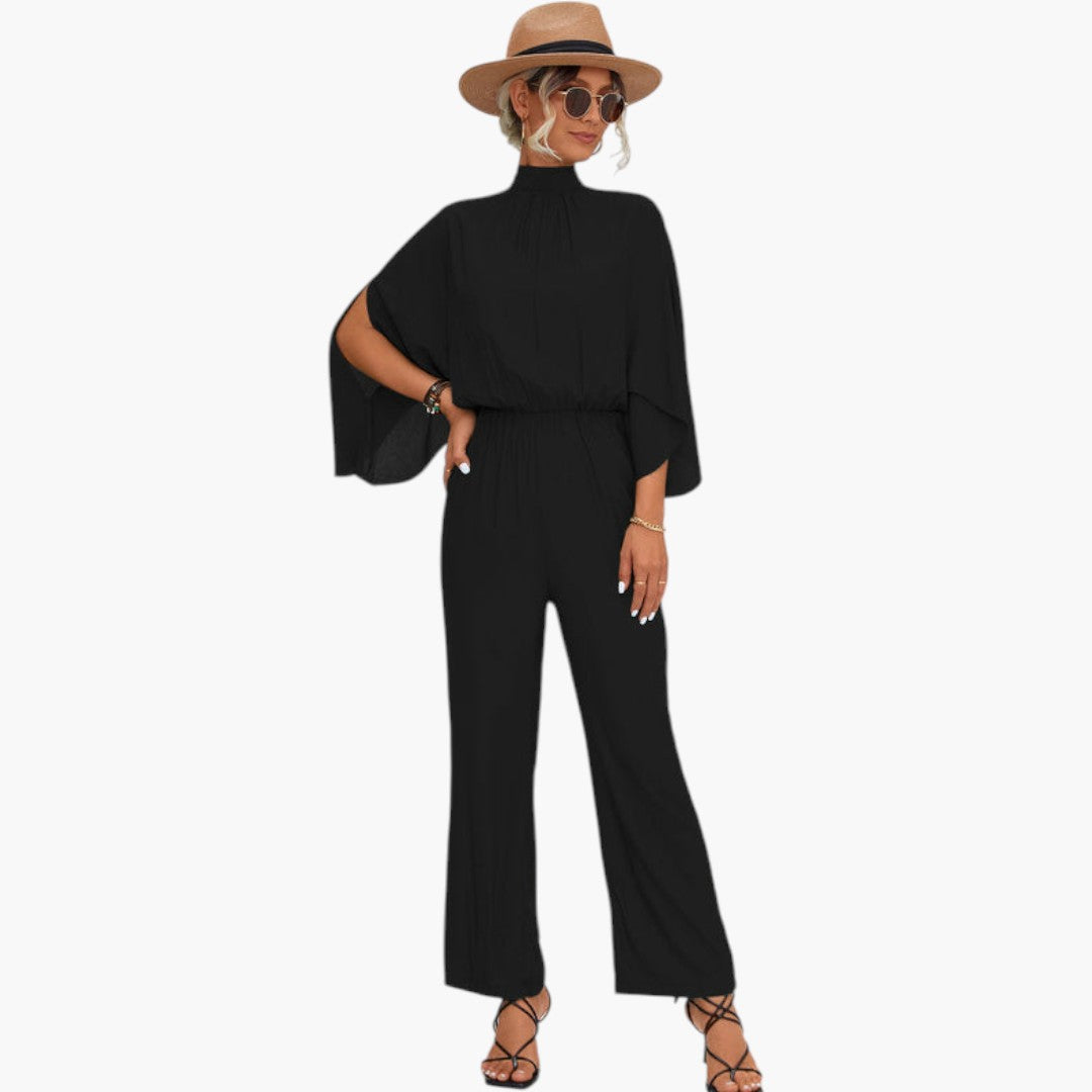 Combinaison femme avec col montant à jambes larges