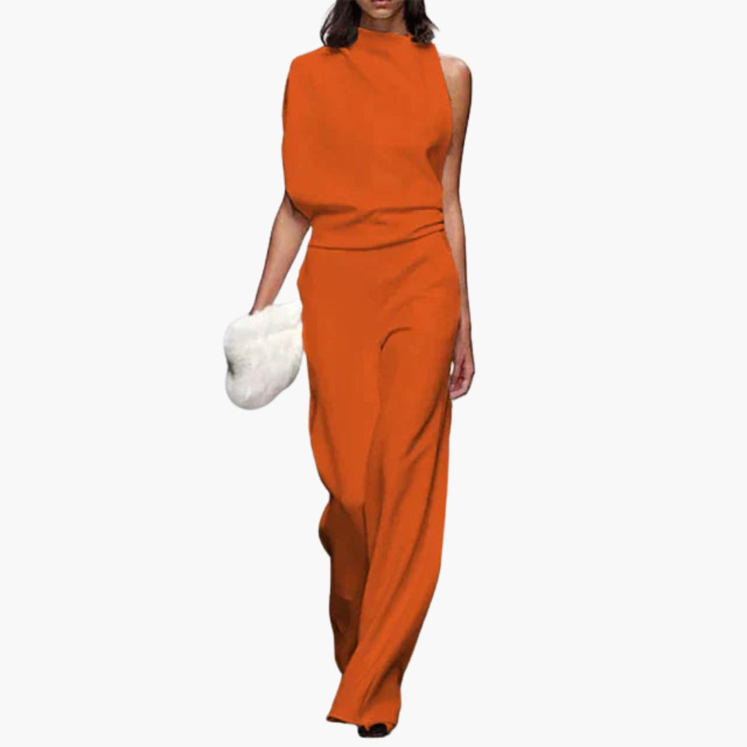 Combinaison femme à col montant et jambes larges