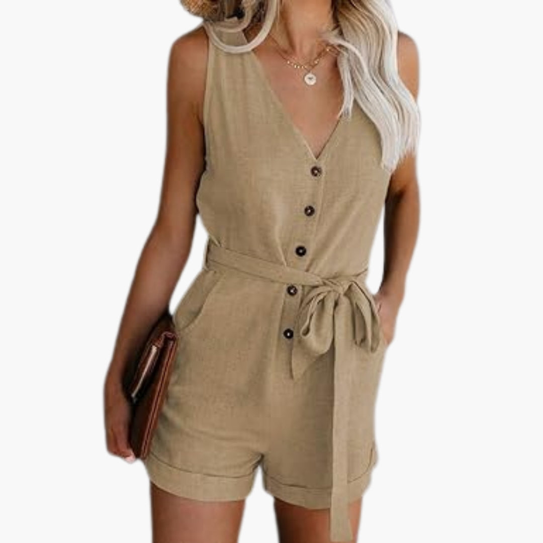 Combinaison femme boutonnée devant avec col V