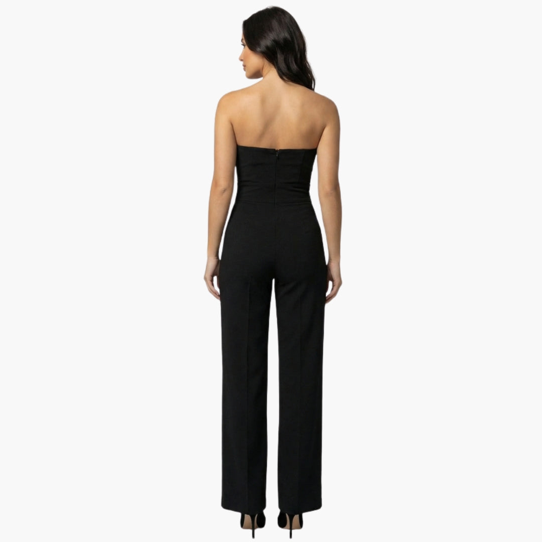 Tuta donna corpetto senza spalline con gambe larghe