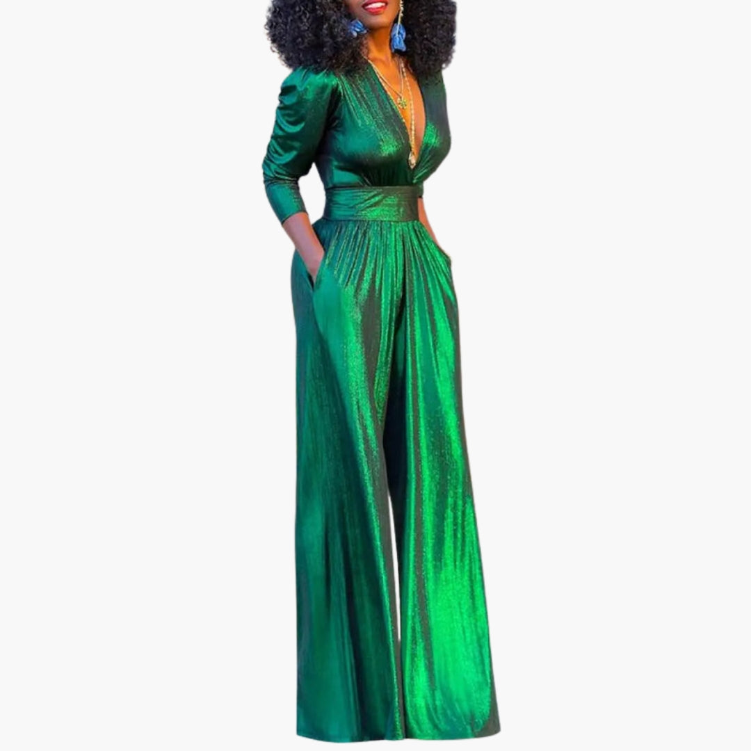 Combinaison femme col V avec manches mi longues