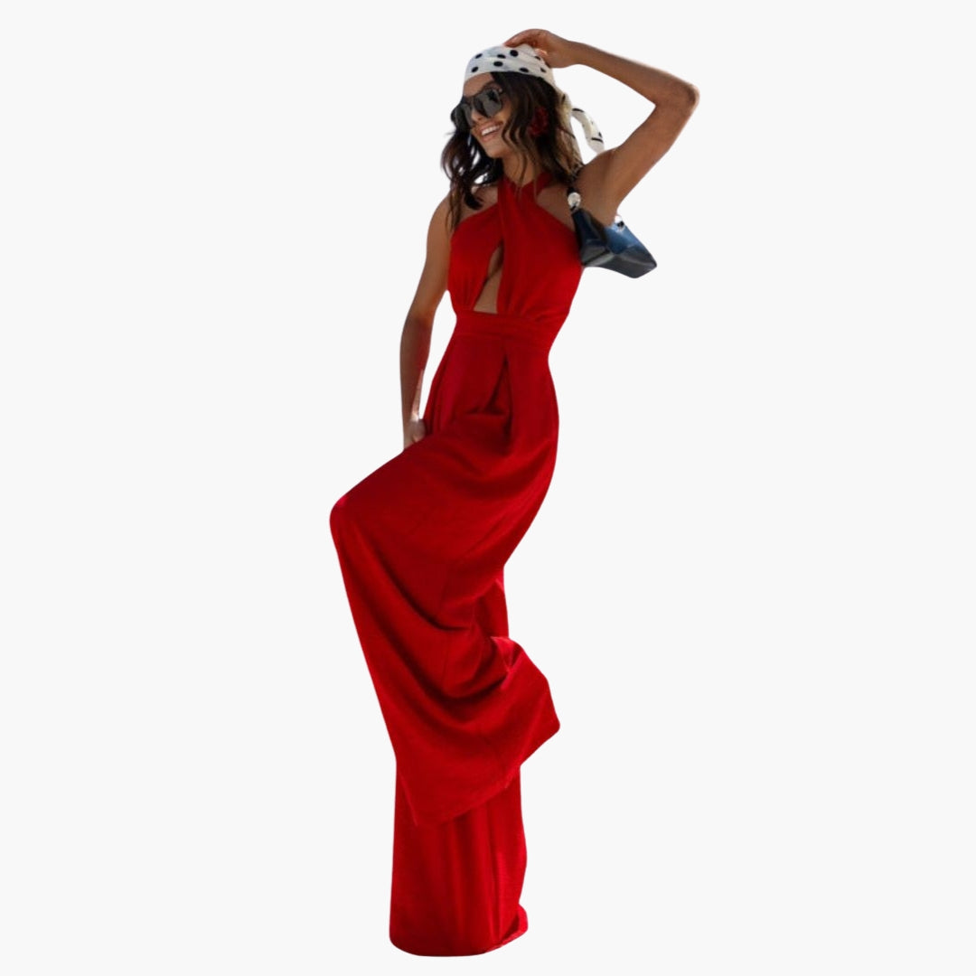 Combinaison femme col licou avec jambes larges