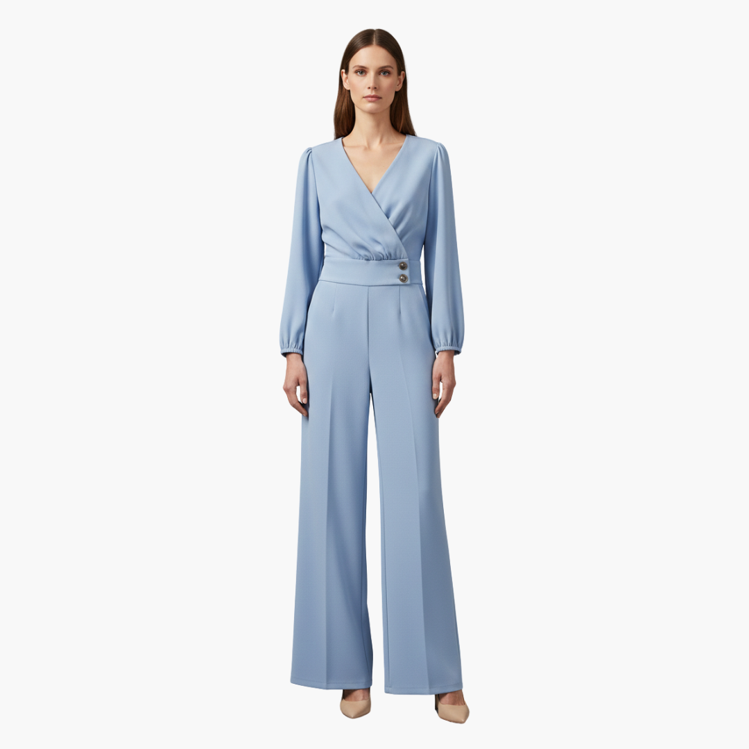 Combinaison femme manches longues avec col V croisé