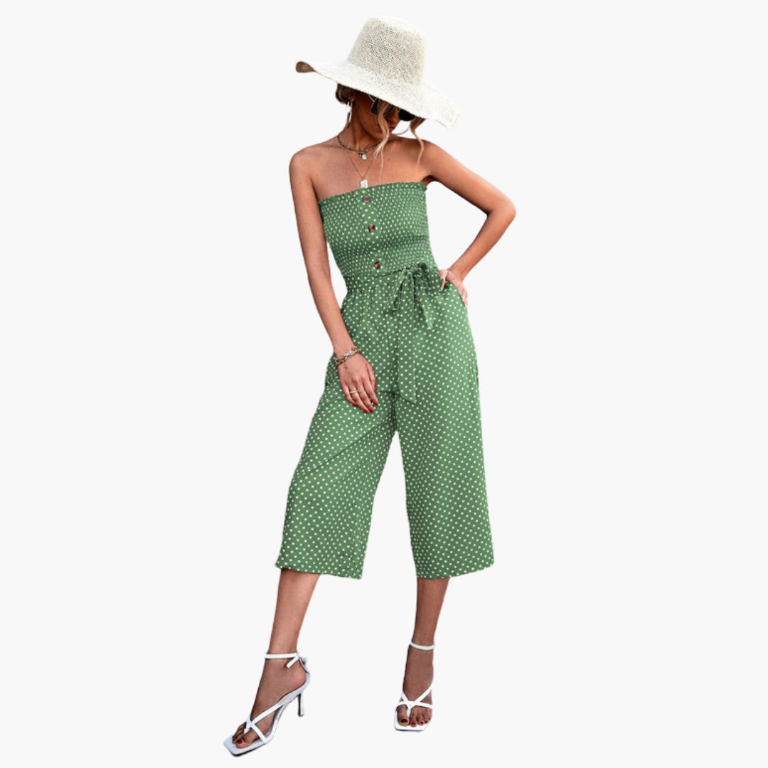 Tuta donna senza spalline con scollo a fascia