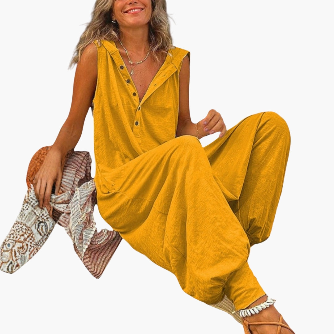 Combinaison femme sans manches avec capuche