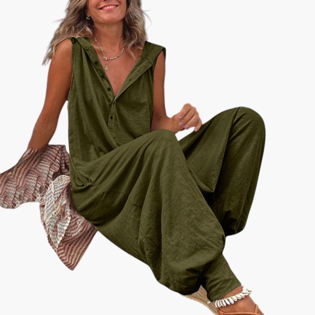 Combinaison femme sans manches avec capuche