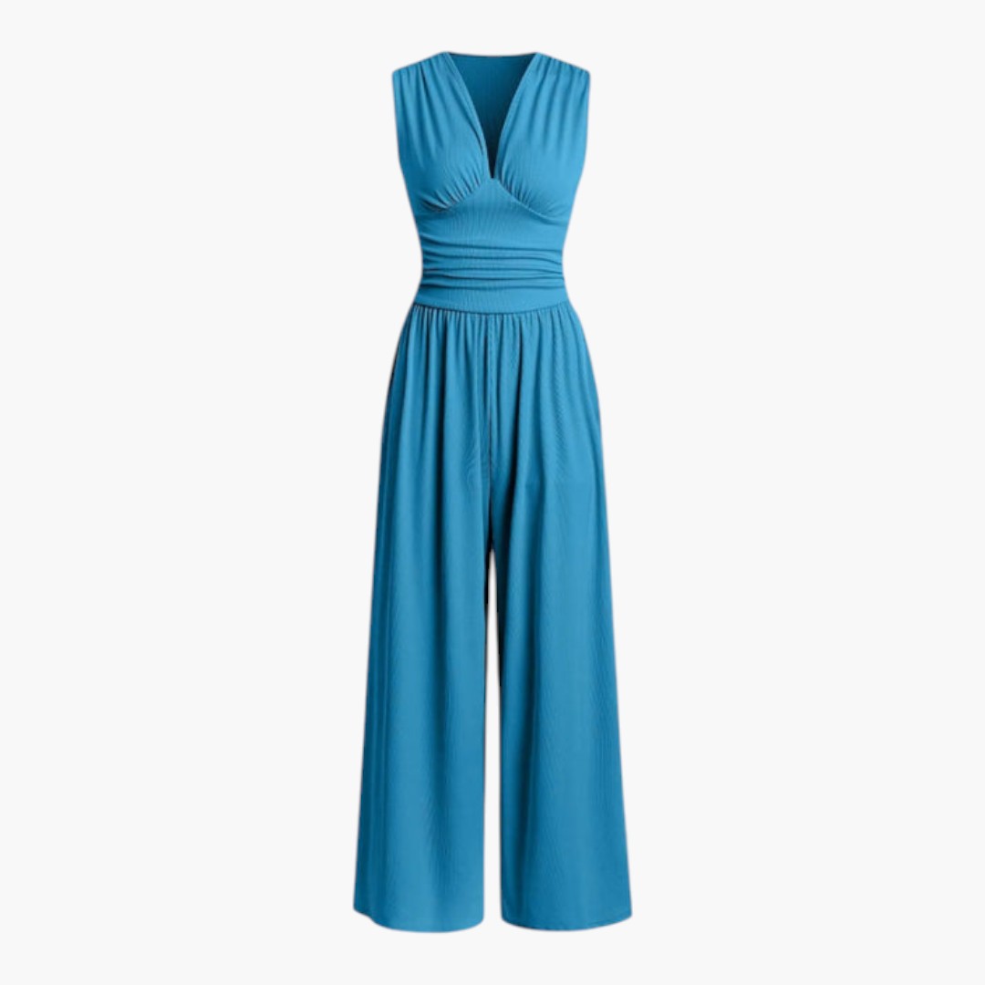 Sleeveless women's jumpsuit with wide legs