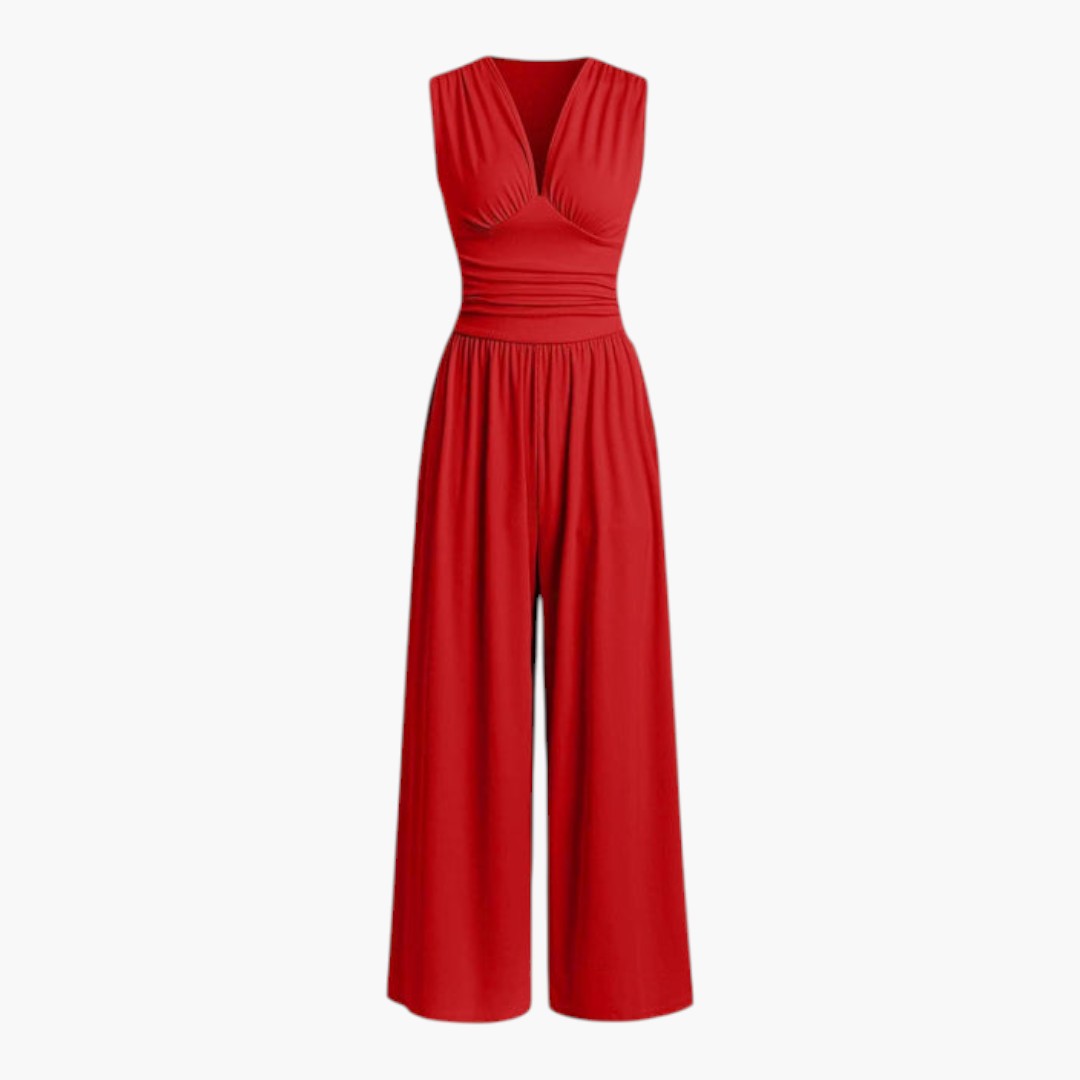 Sleeveless women's jumpsuit with wide legs