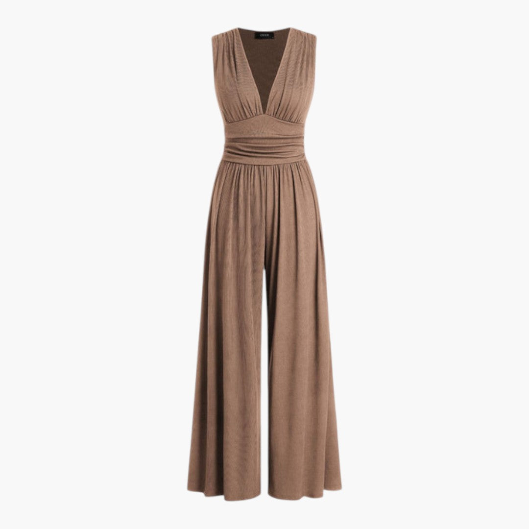Sleeveless women's jumpsuit with wide legs