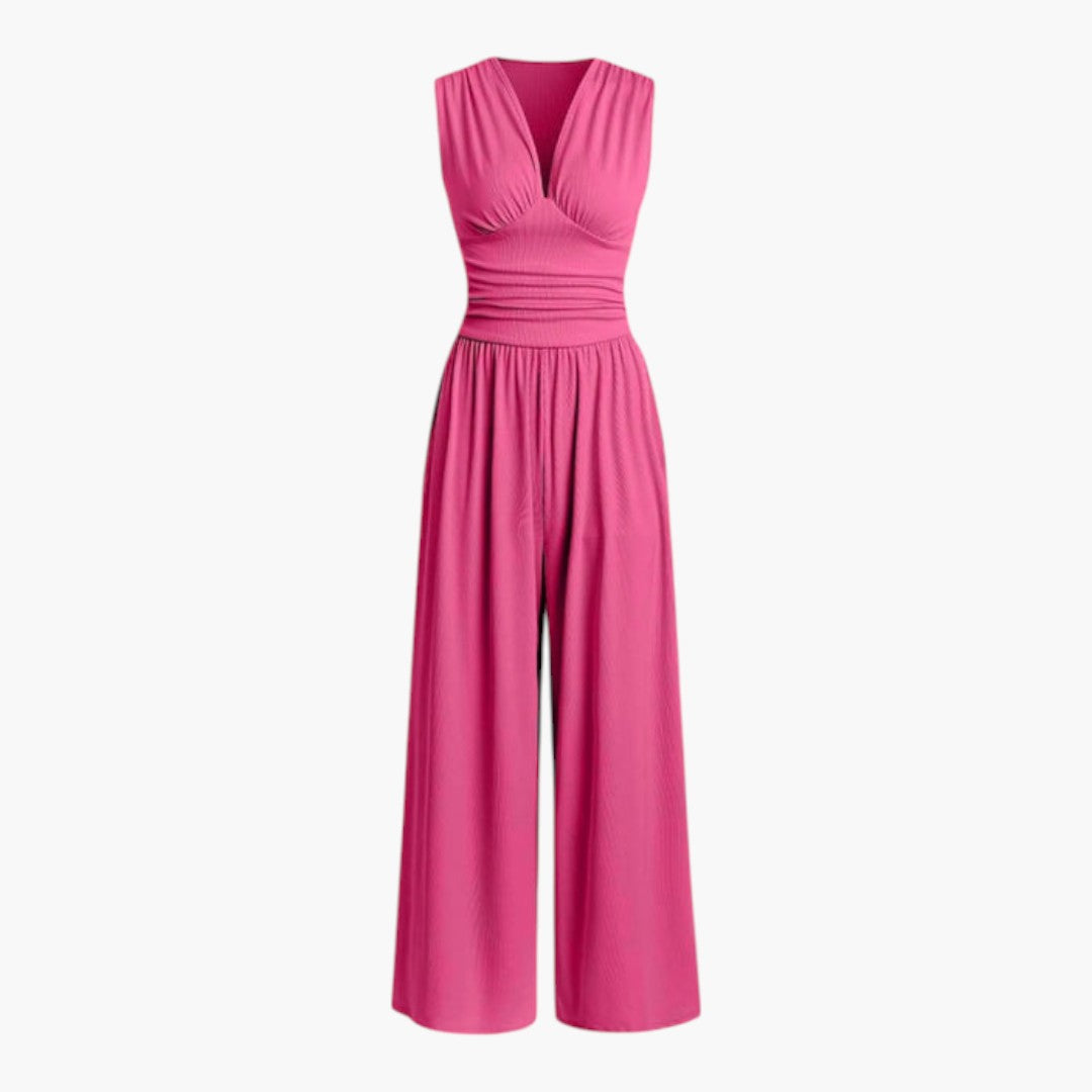 Sleeveless women's jumpsuit with wide legs