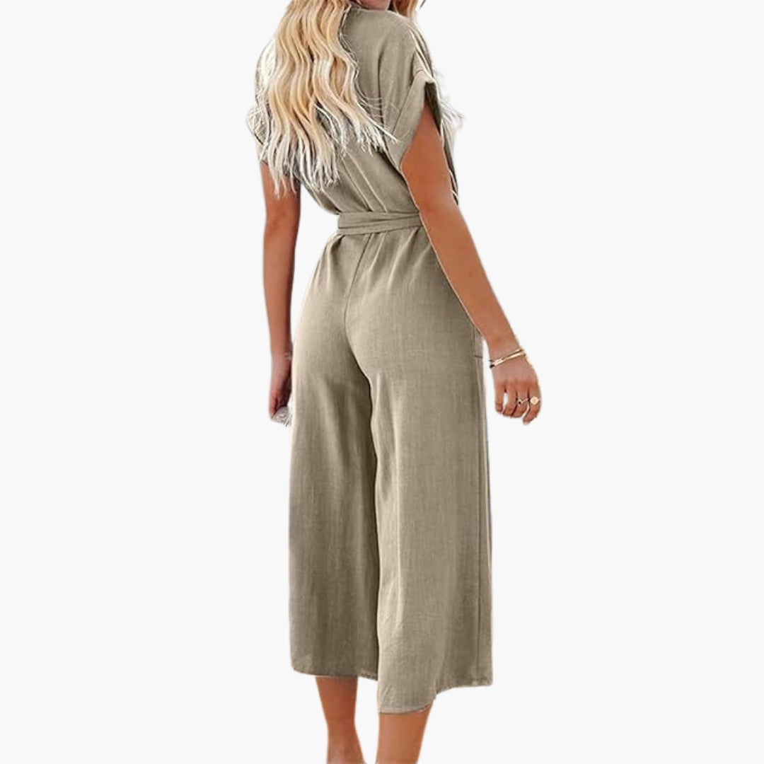 Tuta da donna con scollo a V e tasche laterali