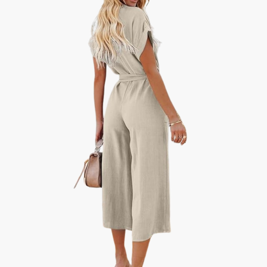 Tuta da donna con scollo a V e tasche laterali