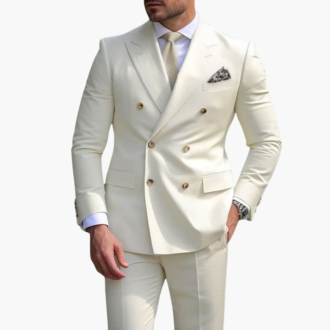 Costume Homme Croisé avec Veste Col à Pointe