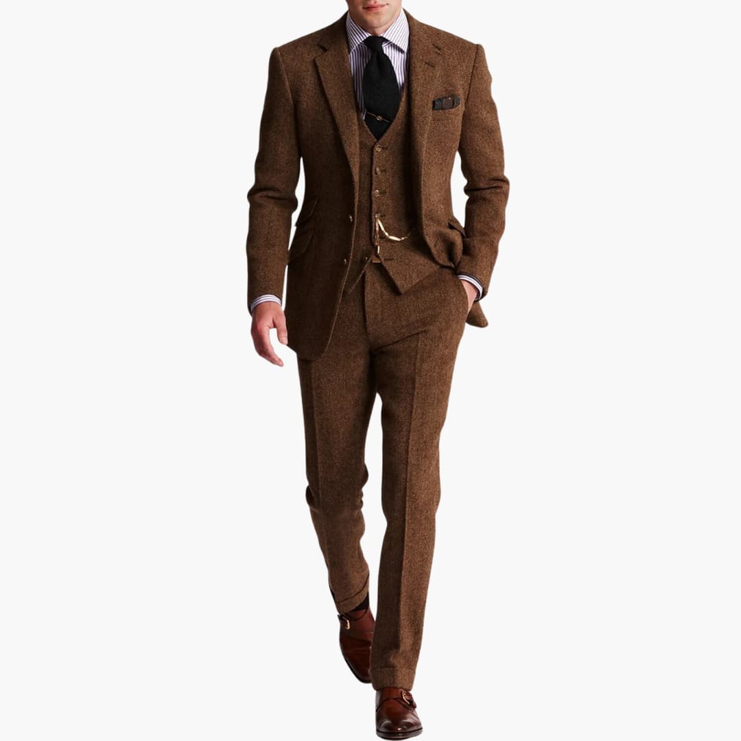 Costume Homme Trois Pièces avec Blazer Col à Revers