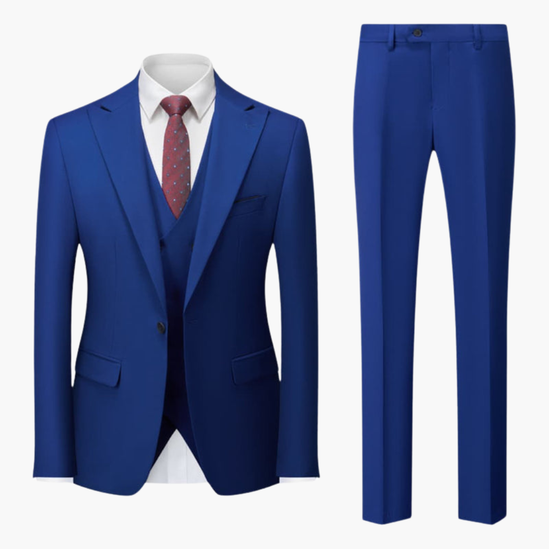 Costume uomo tre pezzi con rever dentellato e pantalone taglio aderente
