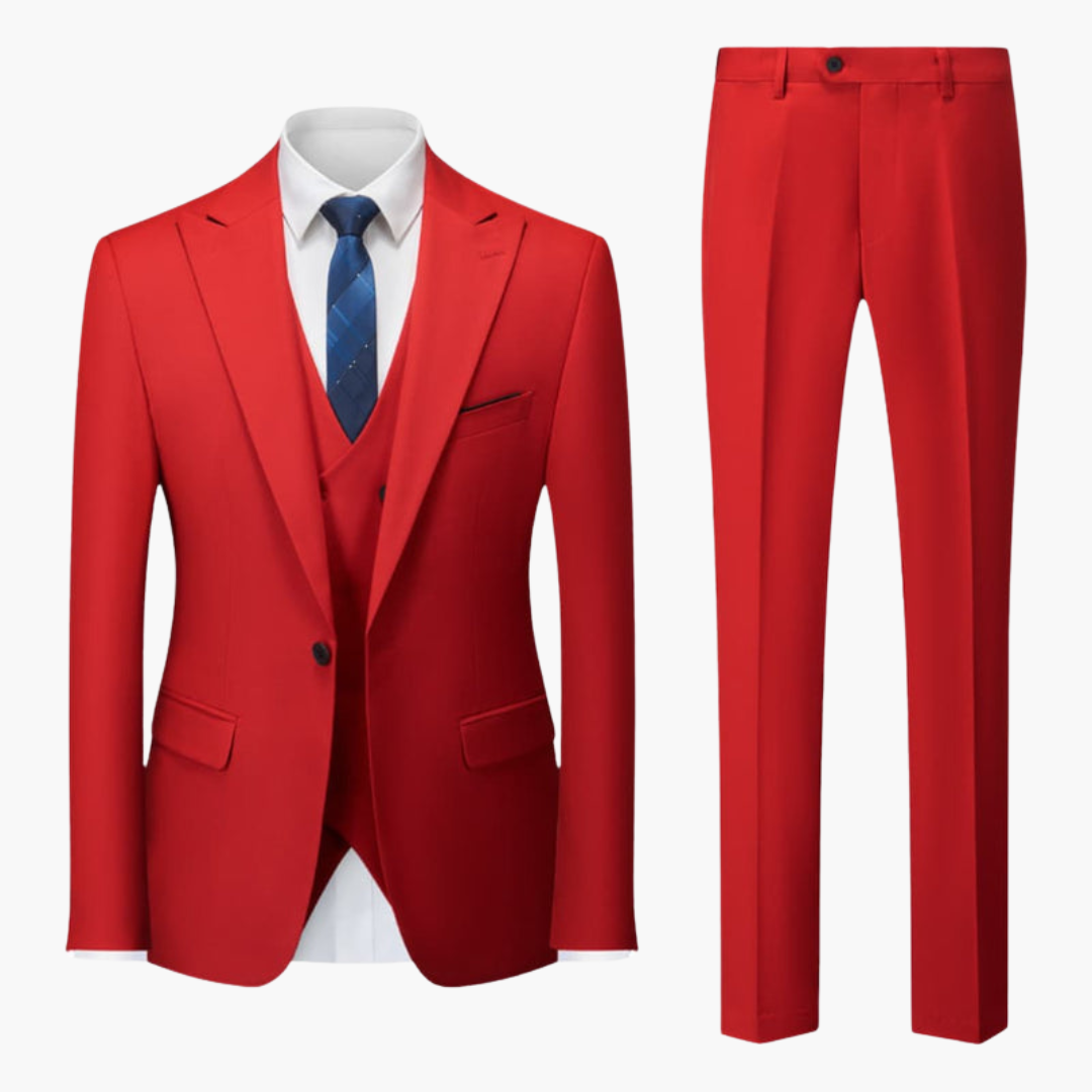 Costume uomo tre pezzi con rever dentellato e pantalone taglio aderente