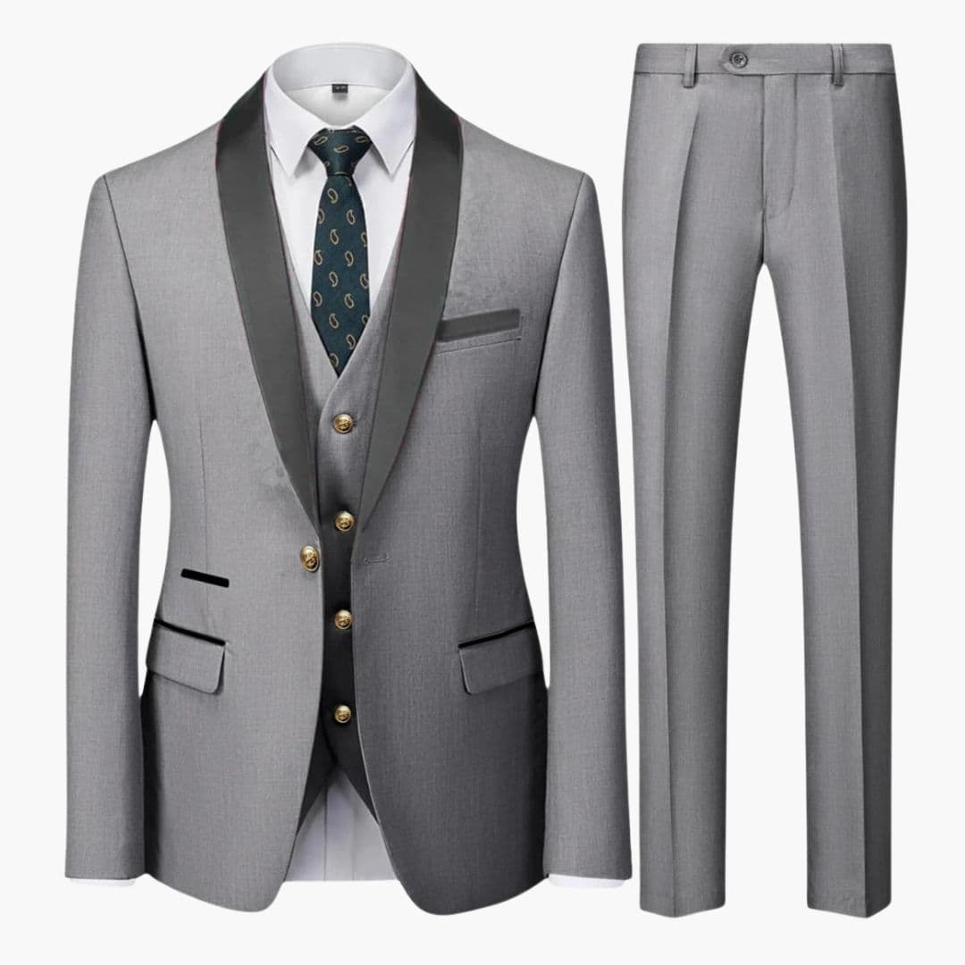 Costume Homme Trois Pièces avec Veste Col Châle