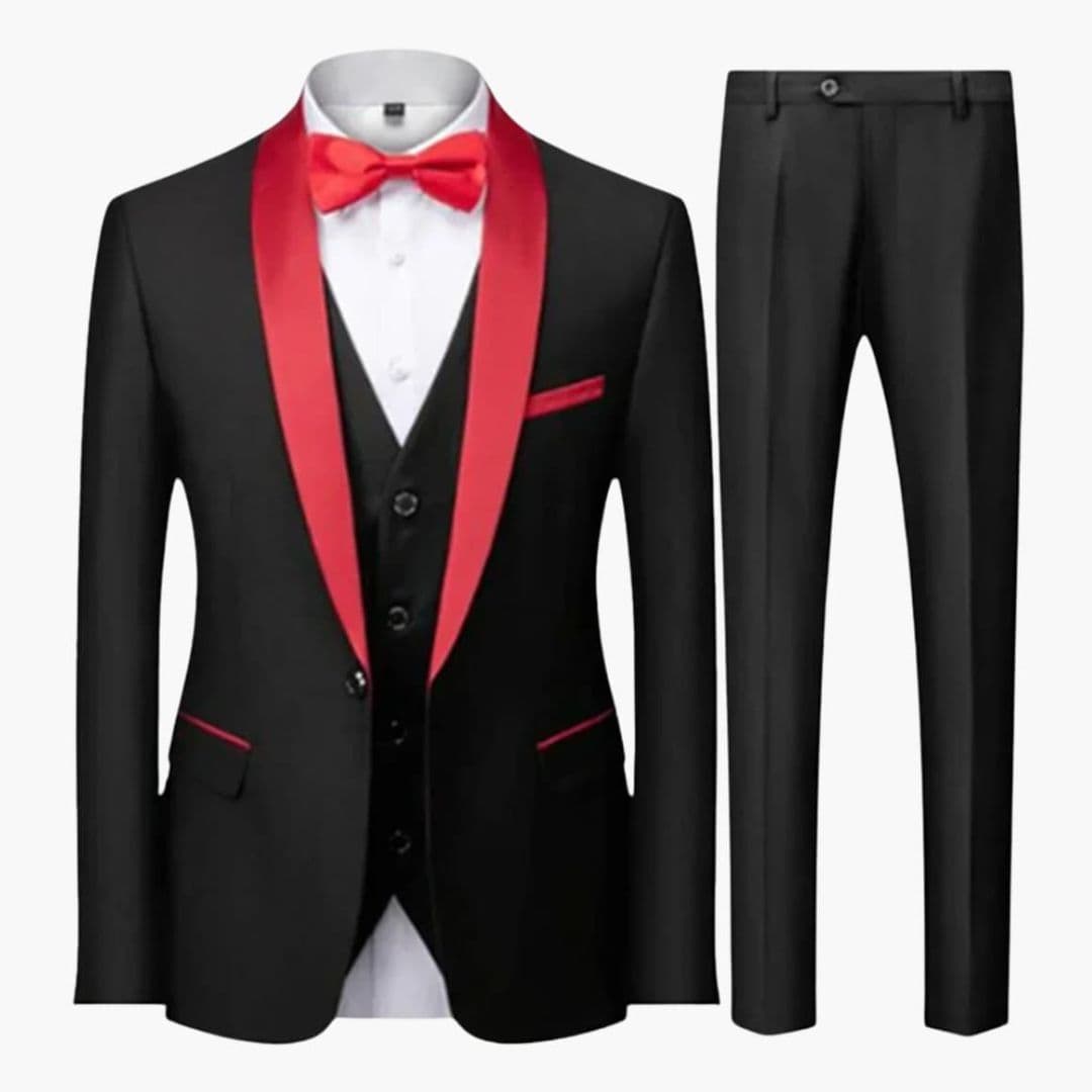 Costume Homme Trois Pièces avec Veste Col Châle