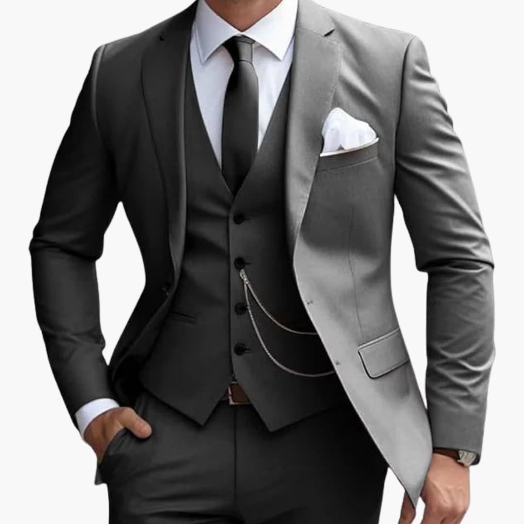 Costume Homme Trois Pièces avec Veste Col à Revers