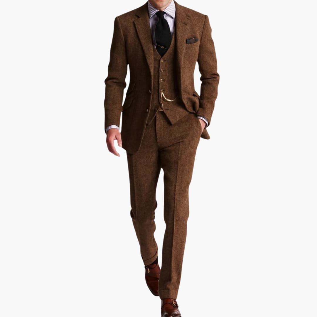 Costume Homme Trois Pièces avec Veste Col à Revers et Pantalon