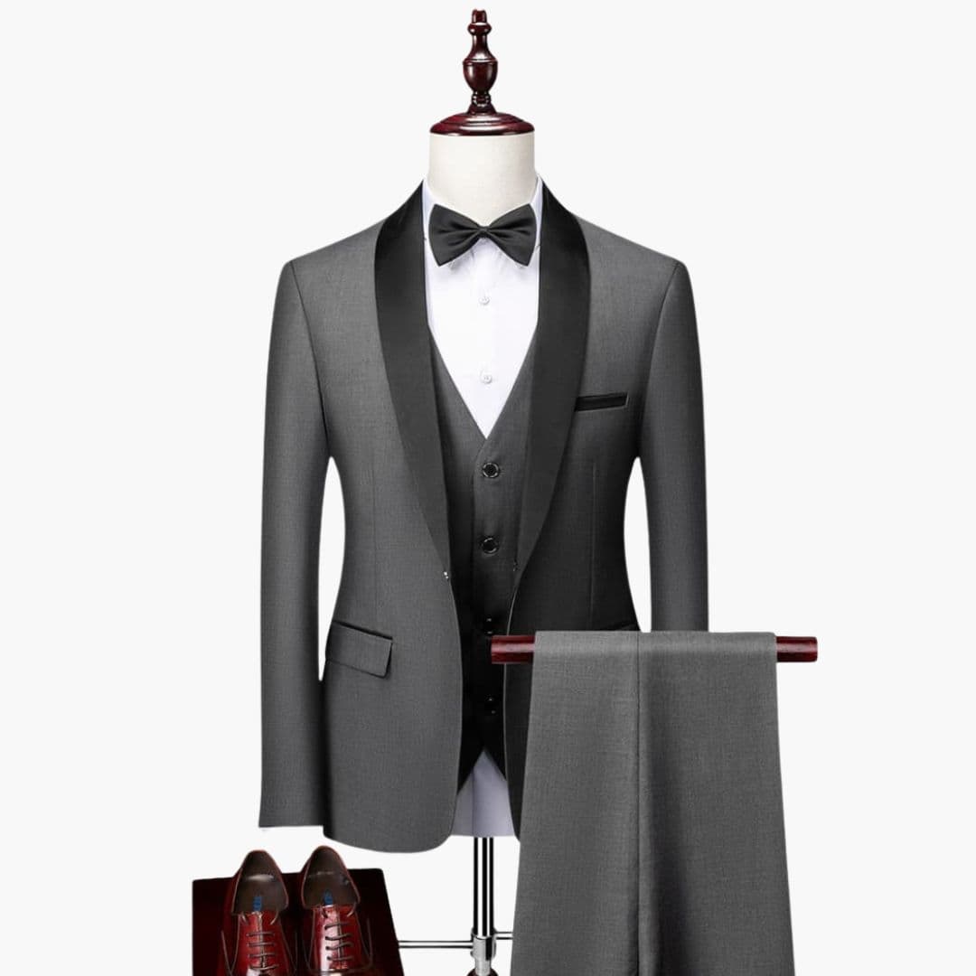 Costume Trois Pièces Pour Homme Avec Veste à Col Châle