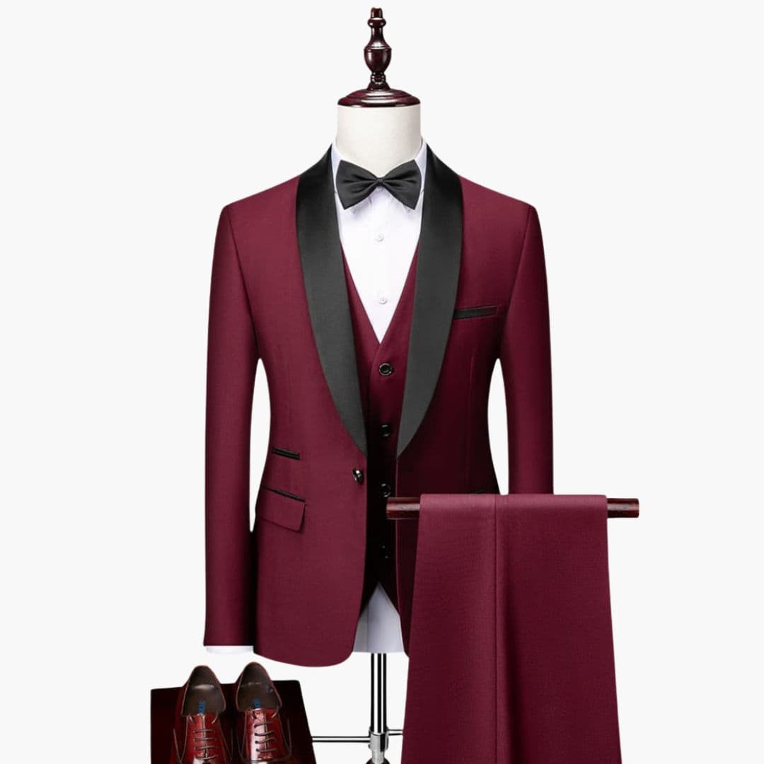 Costume Trois Pièces Pour Homme Avec Veste à Col Châle