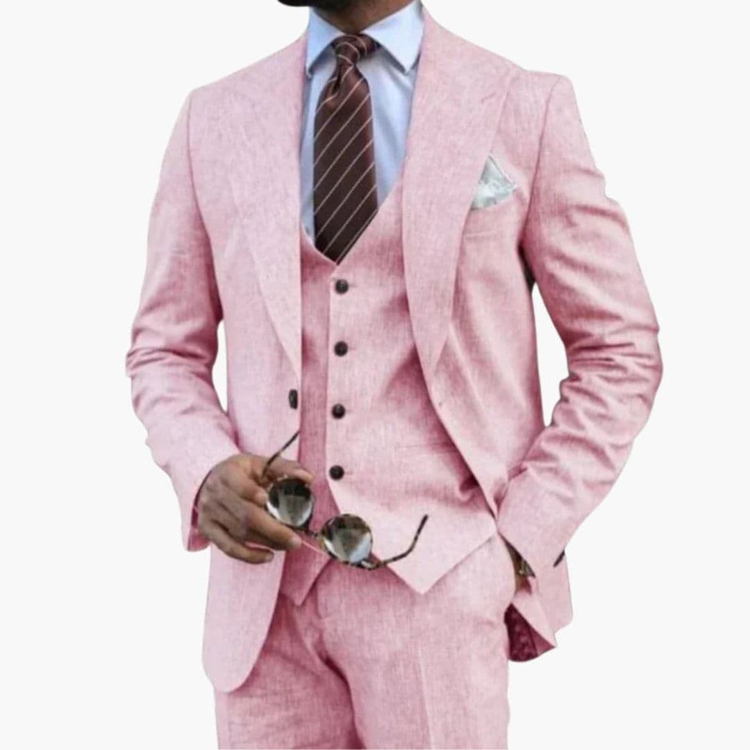 Traje de tres piezas para hombre con solapa de cuello