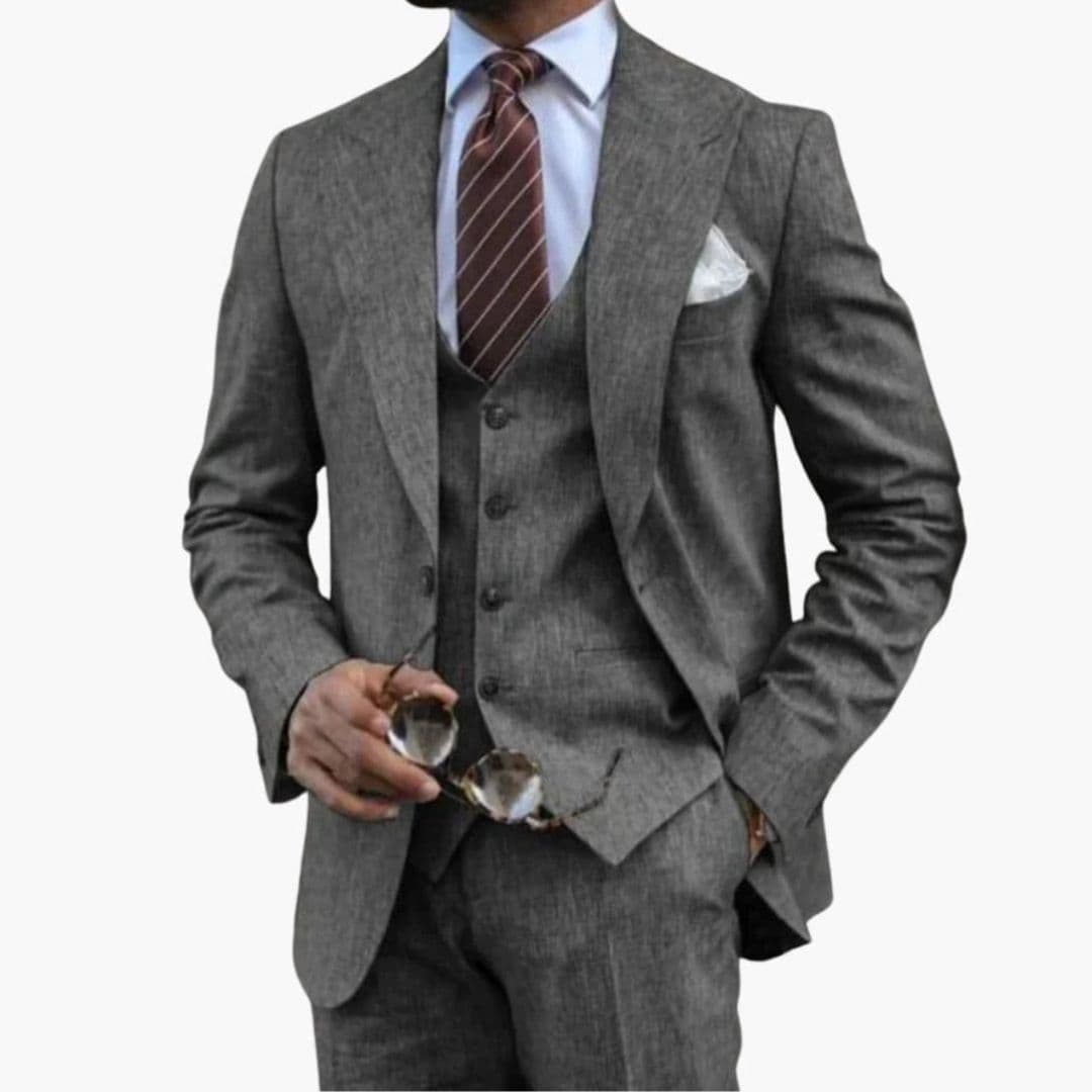 Traje de tres piezas para hombre con solapa de cuello