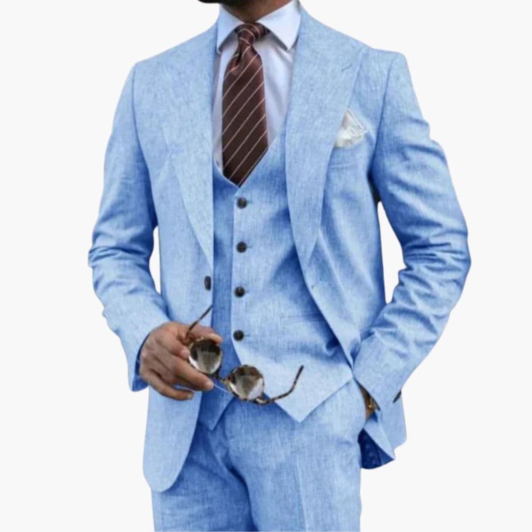 Traje de tres piezas para hombre con solapa de cuello