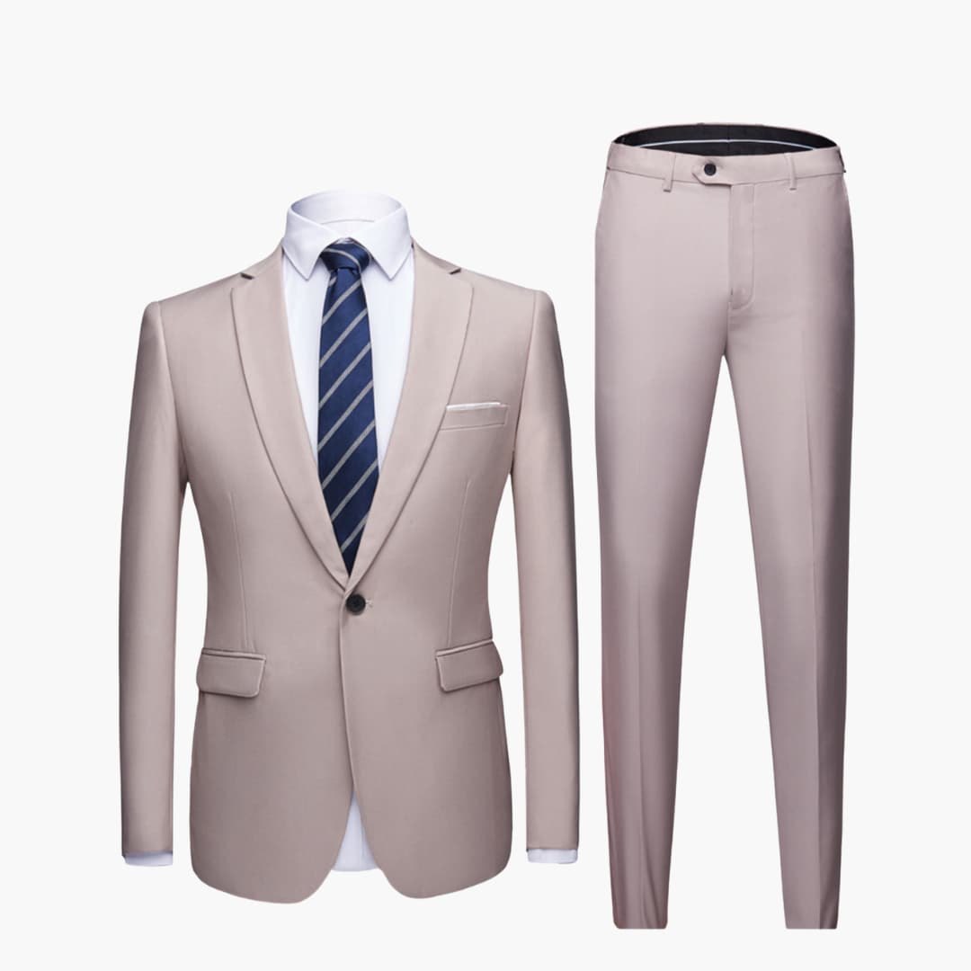 Costume deux pièces pour homme avec blazer et pantalon à coupe plate