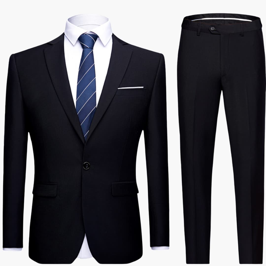 Costume deux pièces pour homme avec blazer et pantalon à coupe plate