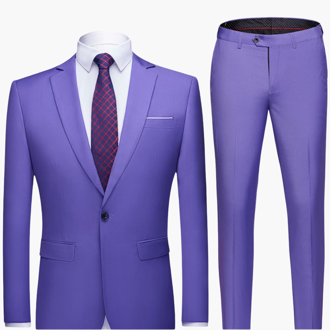 Costume deux pièces pour homme avec blazer et pantalon à coupe plate