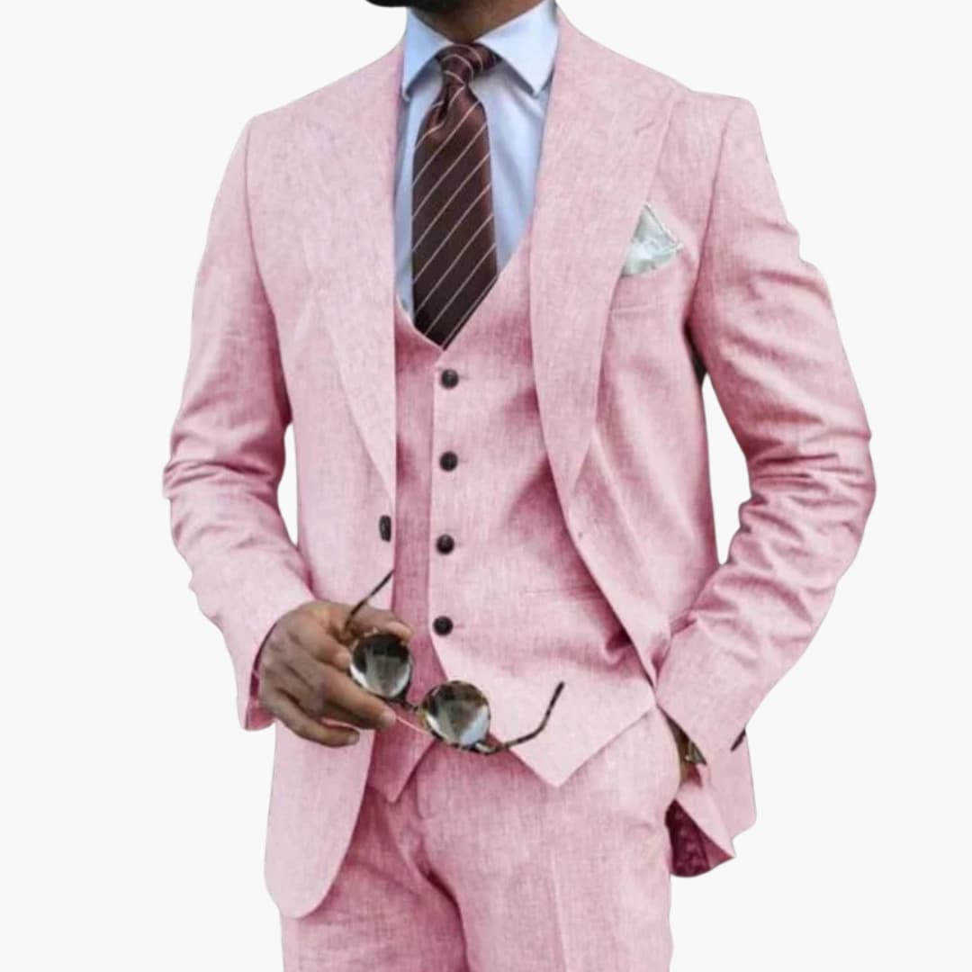 Costume trois pièces pour homme couleur moutarde, coupe ajustée