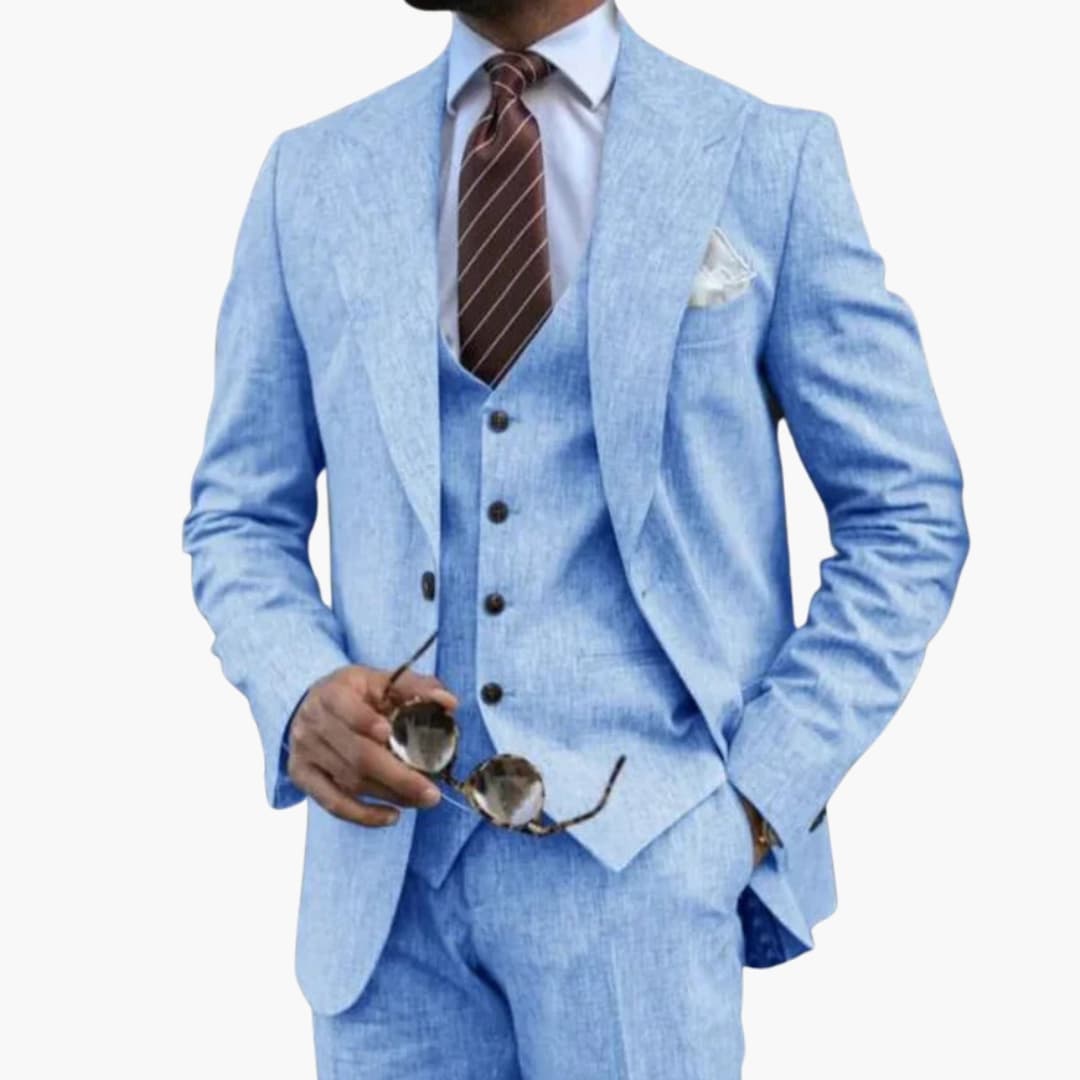 Costume trois pièces pour homme couleur moutarde, coupe ajustée