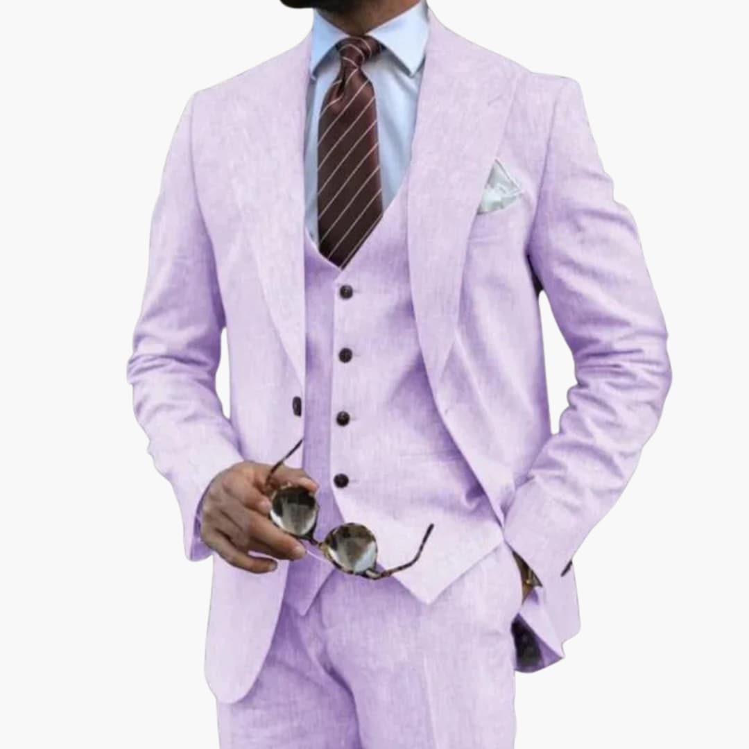 Costume trois pièces pour homme couleur moutarde, coupe ajustée