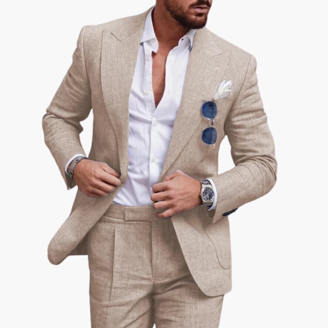 Men's summer suit with notch lapel and jacket