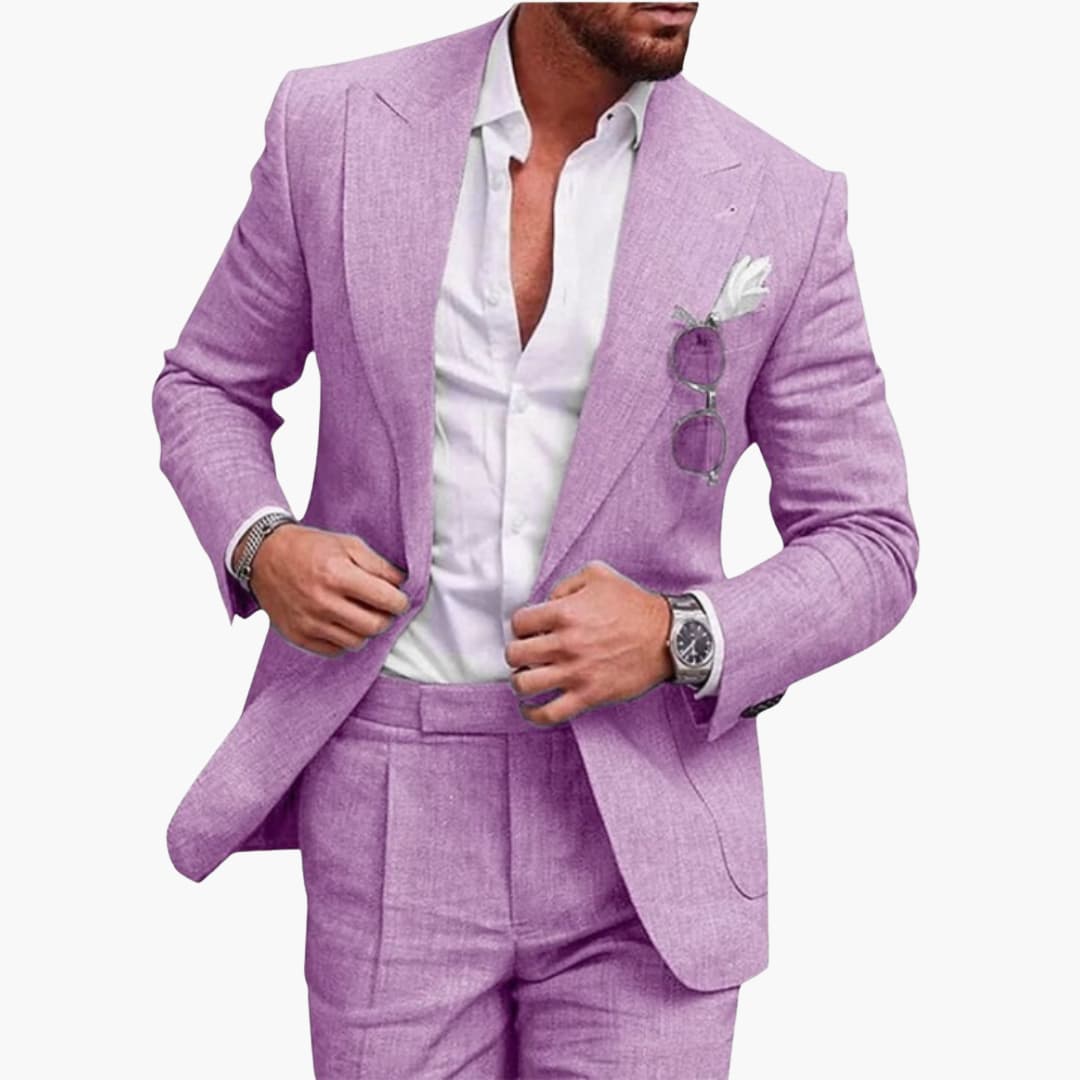 Men's summer suit with notch lapel and jacket