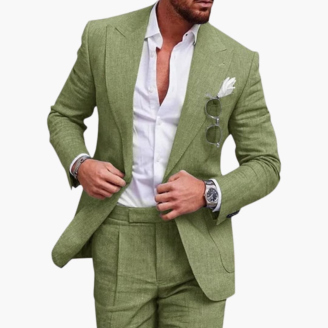 Men's summer suit with notch lapel and jacket
