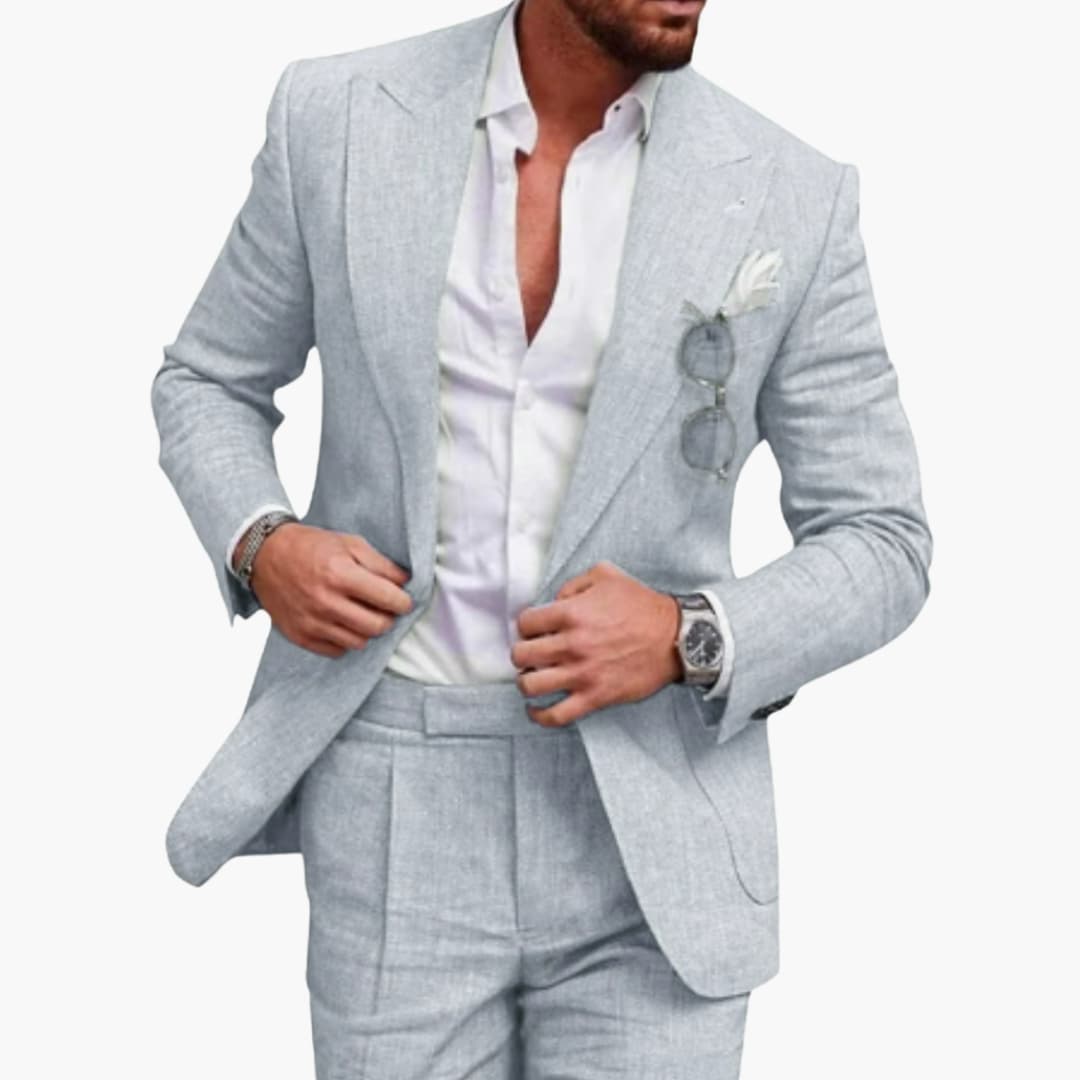 Men's summer suit with notch lapel and jacket