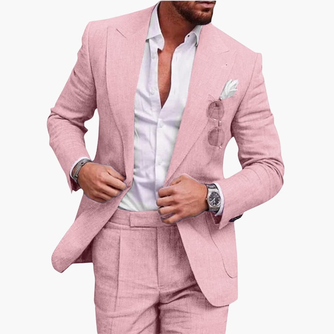 Men's summer suit with notch lapel and jacket